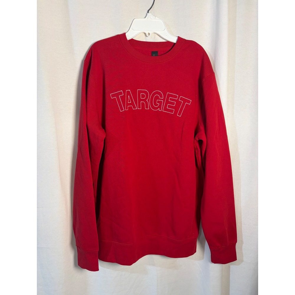 District VIT Fleece Target Logo Sweatshirt Red Crewneck Pullover Medium